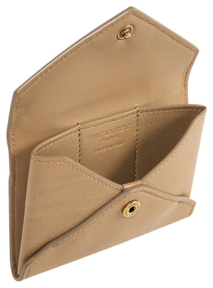 Saint Laurent Letter Card Case Natural Tan