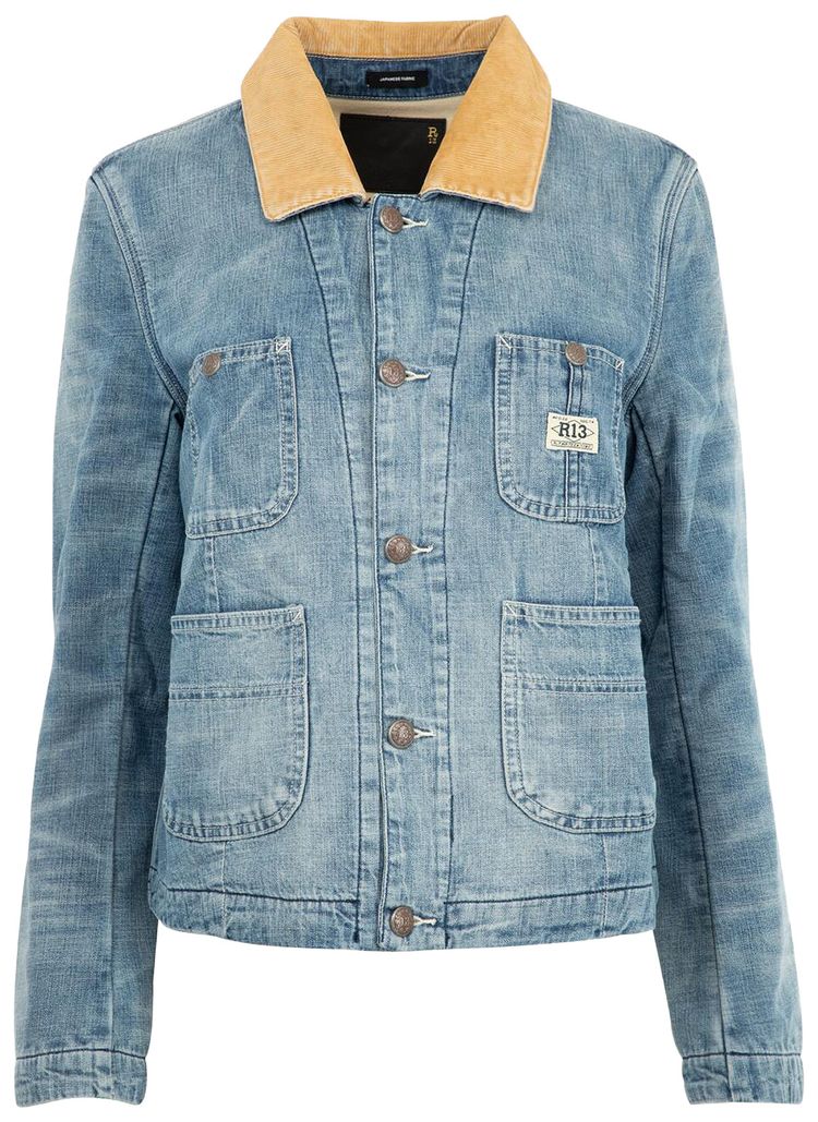 R13 Cropped Chore Coat Calli Blue