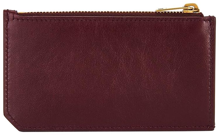 Saint Laurent Zipped Fragments Credit Card Case Dark Ruby
