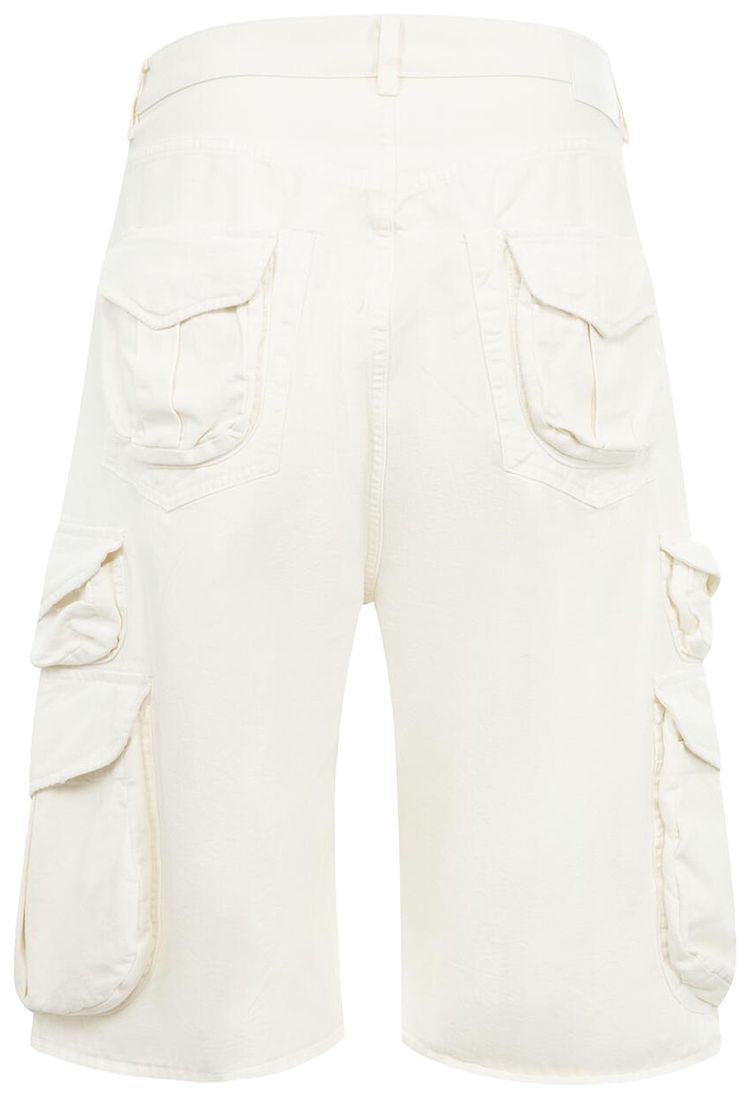 R13 Bermuda Cargo Short White Slubby Twill
