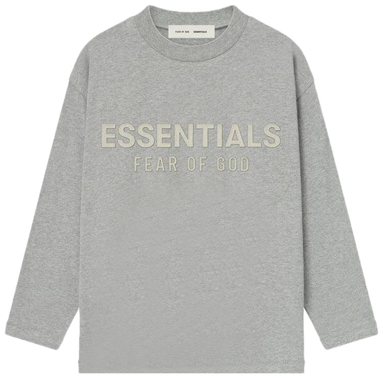Fear of God Essentials Kids Classic Long Sleeve T Shirt Concrete Heather
