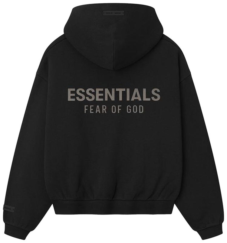 Fear of God Essentials Kids Fleece Hoodie Zip Up Jet Black