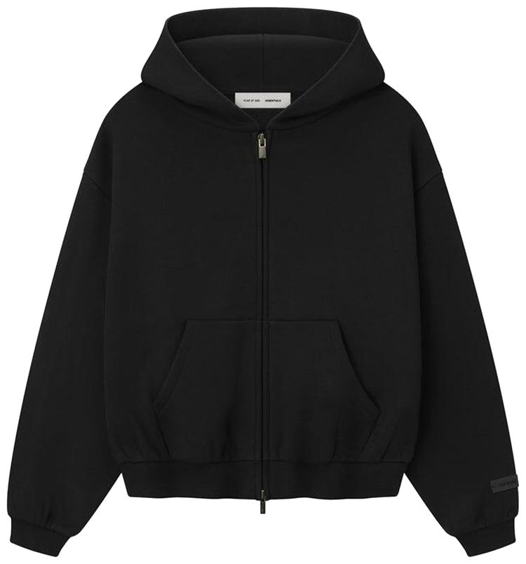 Fear of God Essentials Kids Fleece Hoodie Zip Up Jet Black