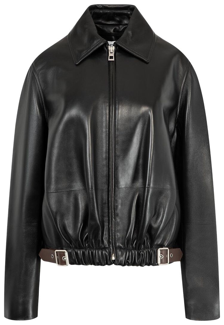 Loewe Belted Jacket In Nappa Lambskin Black