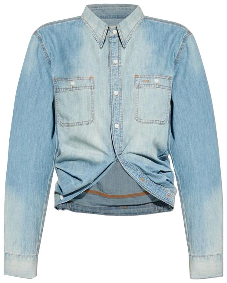 R13 Wrap Around Denim Work Shirt River Blue