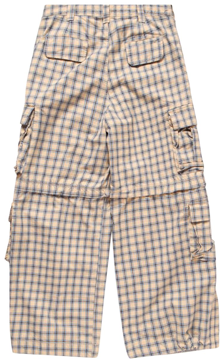 ERL Zip Off Plaid Cargo Pants BeigeBlue