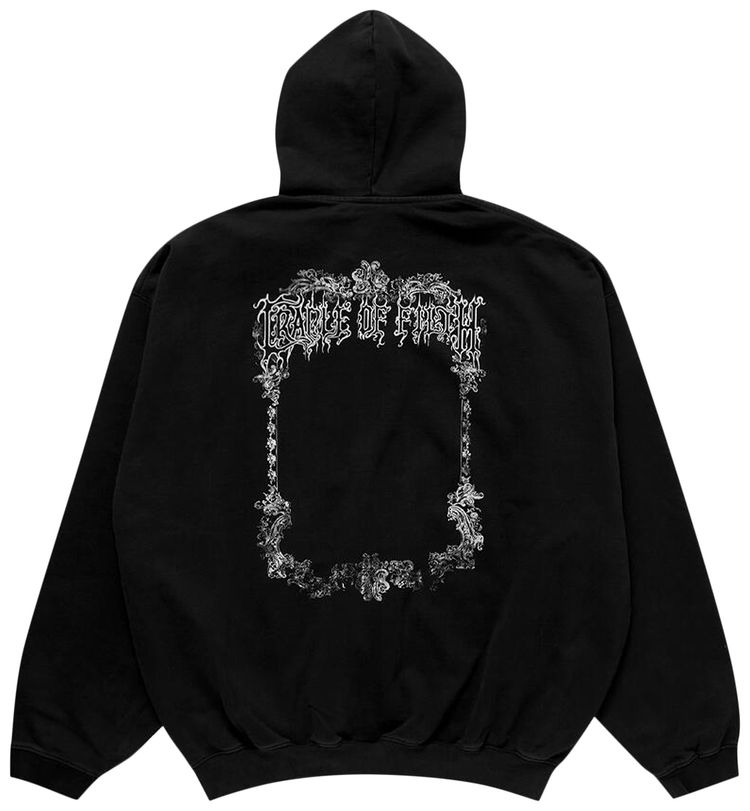 Vetements Cradle of Filth Butterfly Oversized Zip Up Hoodie Washed Black