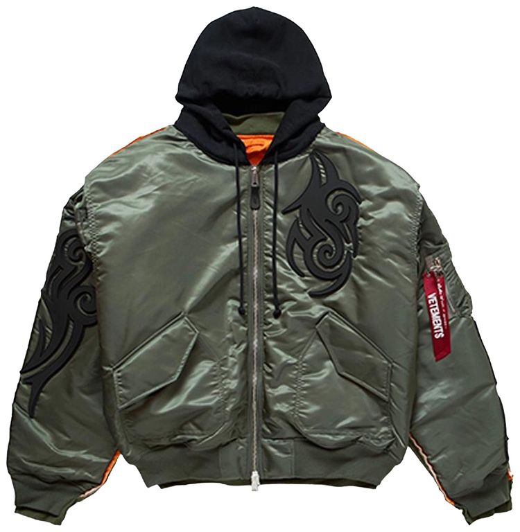 Vetements Tribal Reworked Bomber Jacket GreenBlack