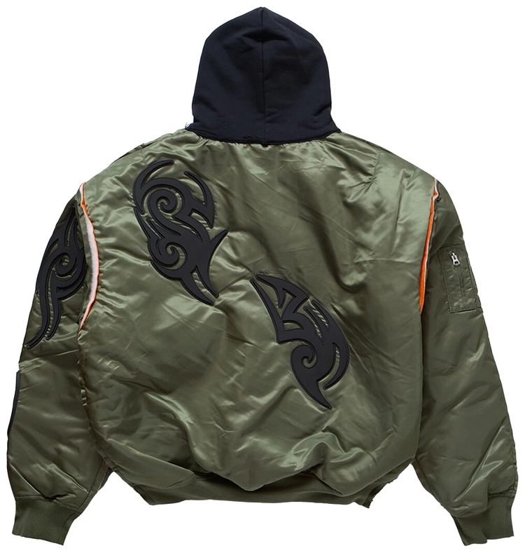 Vetements Tribal Reworked Bomber Jacket GreenBlack