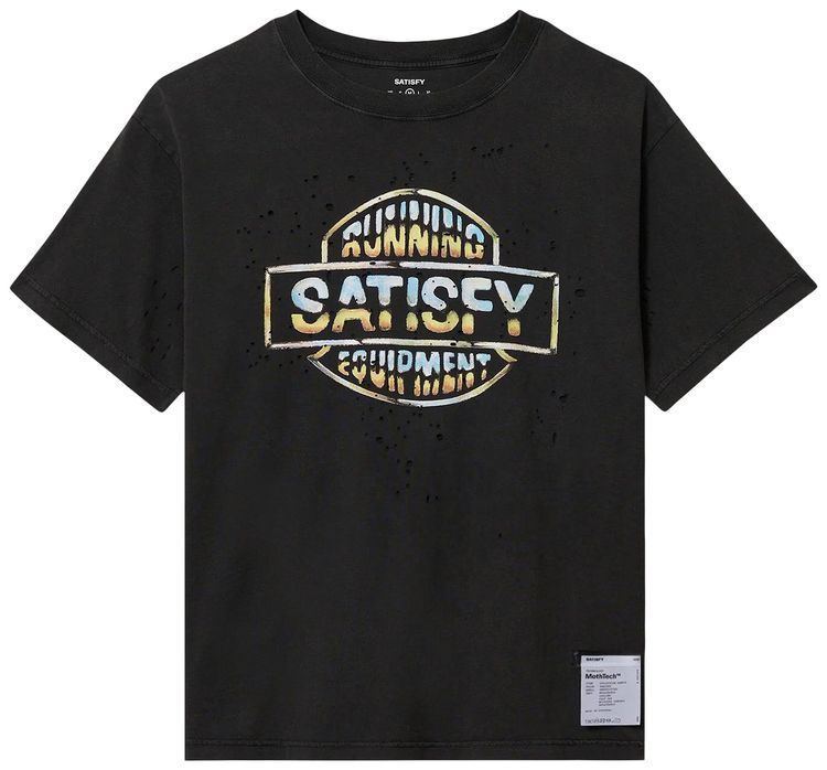 SATISFY MothTech T Shirt Graphic Logo Aged Black