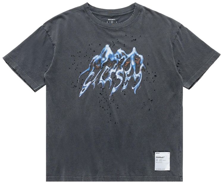 SATISFY MothTech T Shirt Back Print Aged Black