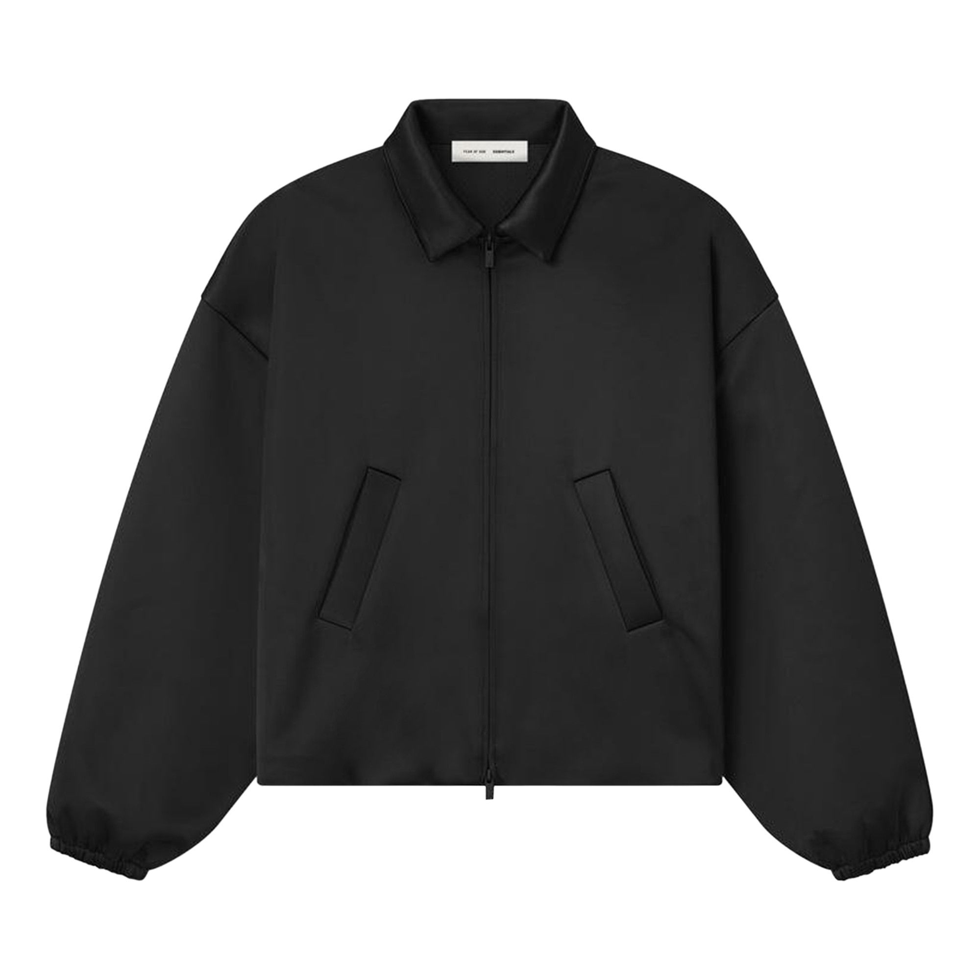 Buy Fear of God Essentials Bonded Satin Zip-Up Bomber Jacket 'Jet
