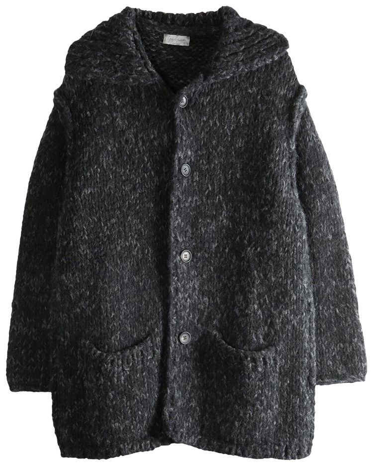 Yohji Yamamoto Pour Homme Ribbed Collar Coat Charcoal