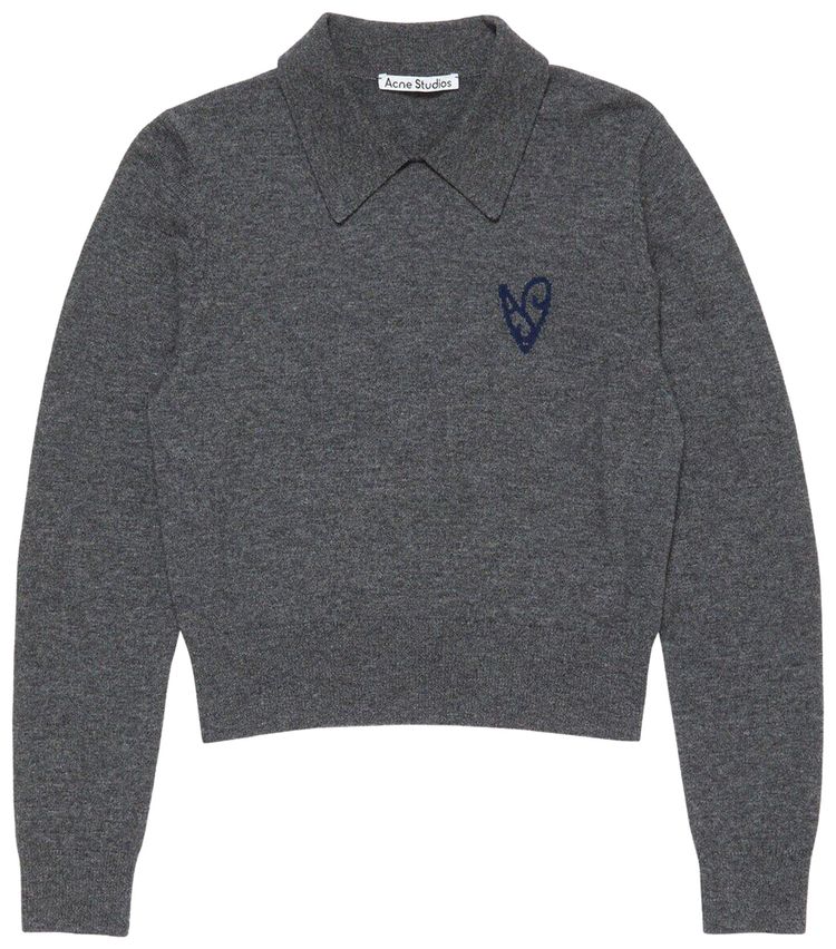 Acne Studios Yak Wool Polo Sweater Dark Grey Melange