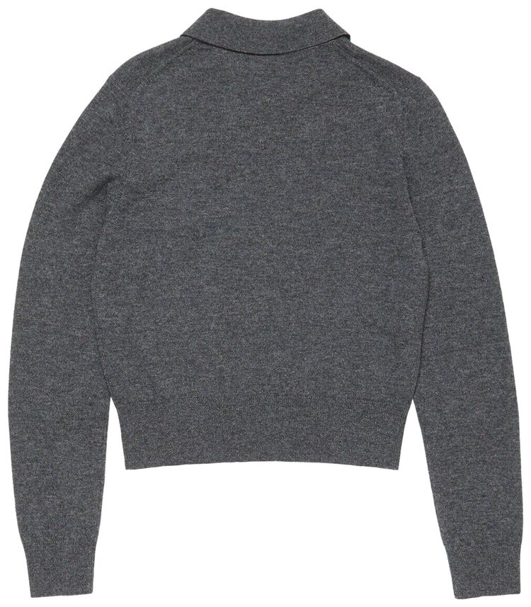 Acne Studios Yak Wool Polo Sweater Dark Grey Melange