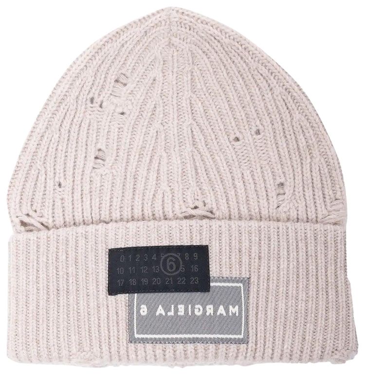 MM6 Maison Margiela Patch Logo Beanie Beige Melange