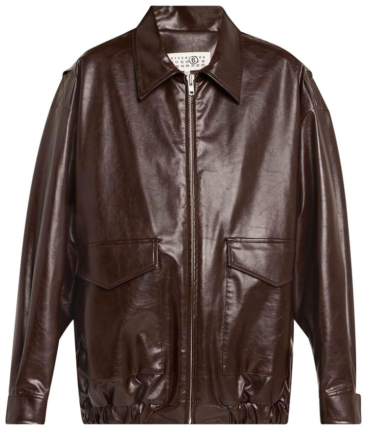 MM6 Maison Margiela Faux Leather Jacket Burgundy