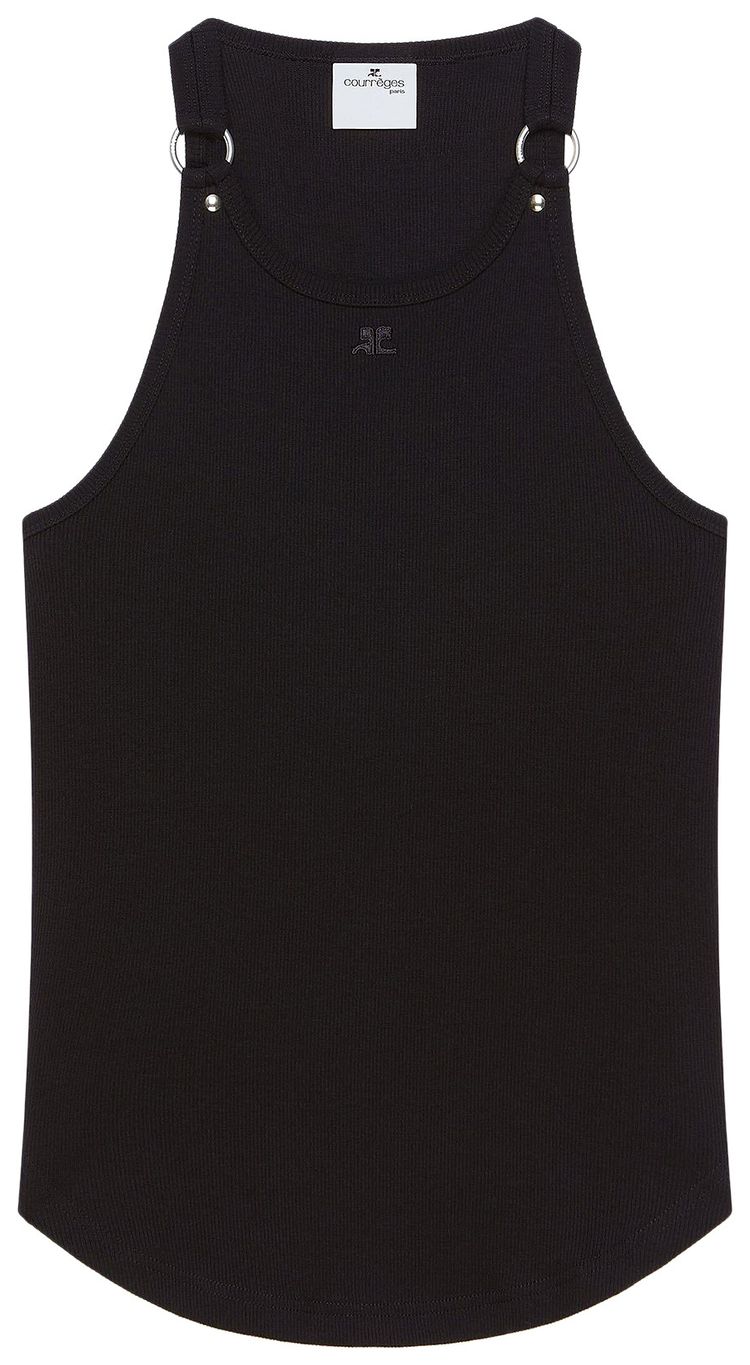 Courreges Buckle 90s Rib Tank Top Black