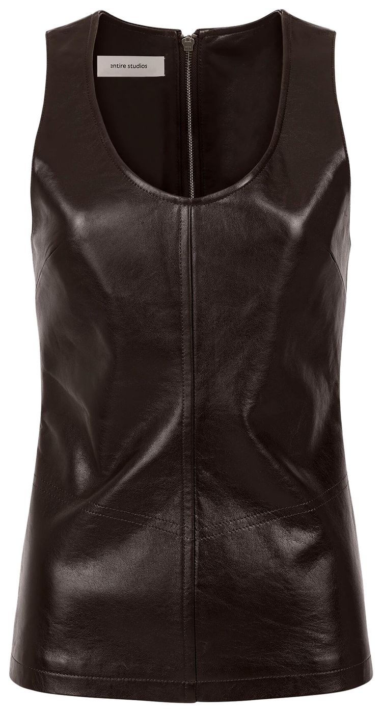Entire Studios Leather Tank Top Dark Brown