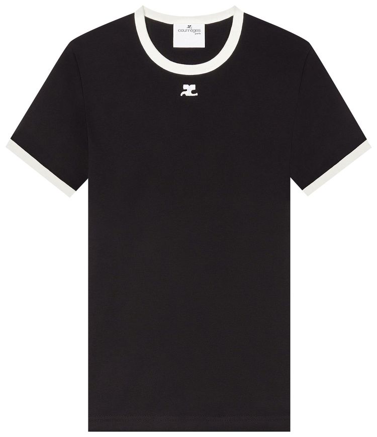 Courreges Signature Contrast T Shirt Black