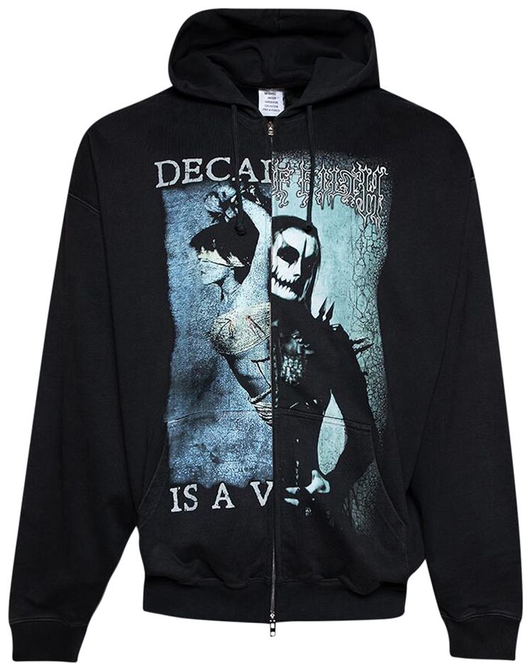 Vetements Cof Cut Up Oversized Zip Up Hoodie BlackBlack