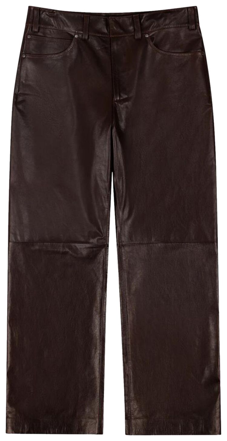 Entire Studios Leather Straight Leg Pant Darkbrown