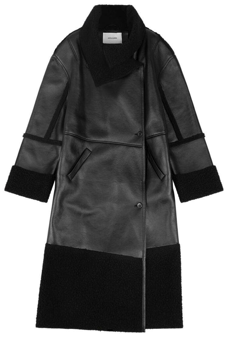 Entire Studios Long Shearling Coat Black