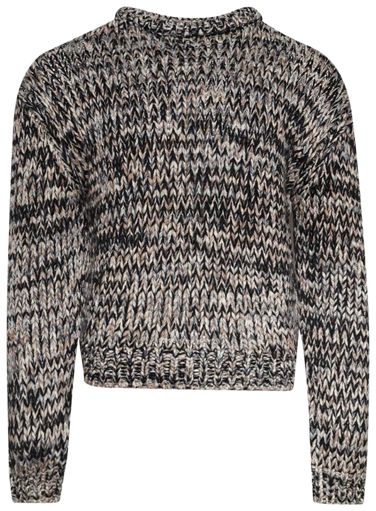 Lemaire Boxy Crew Neck Sweater BlackWhiteBrown