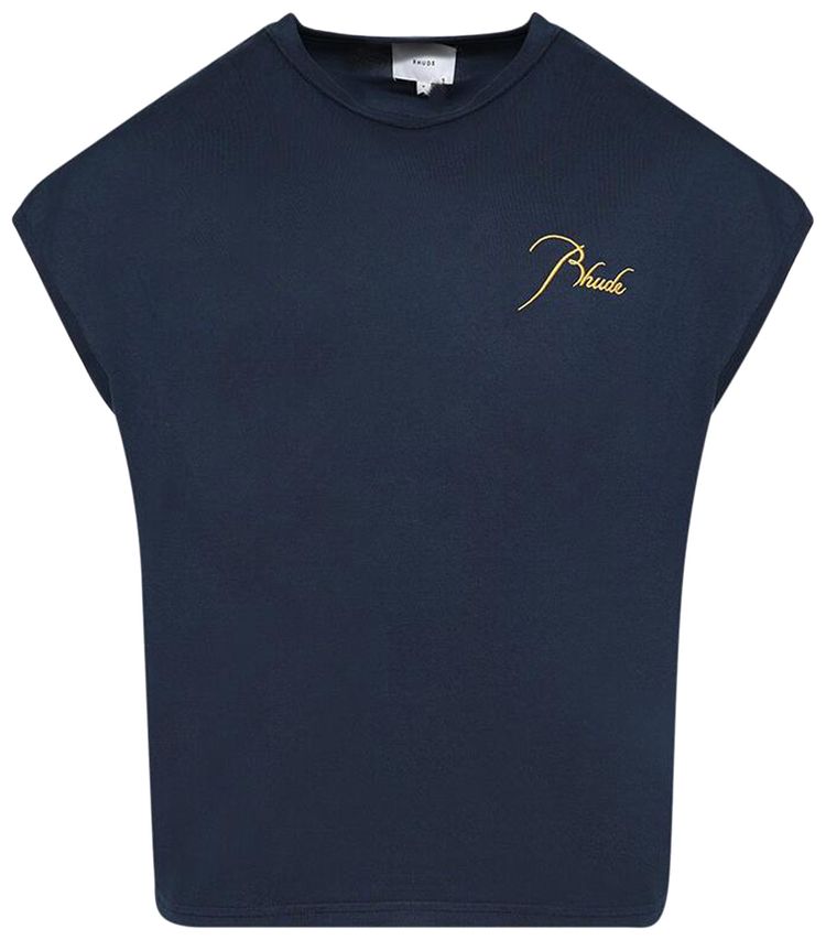 Rhude Classique Cutoff Sleeve Top Navy