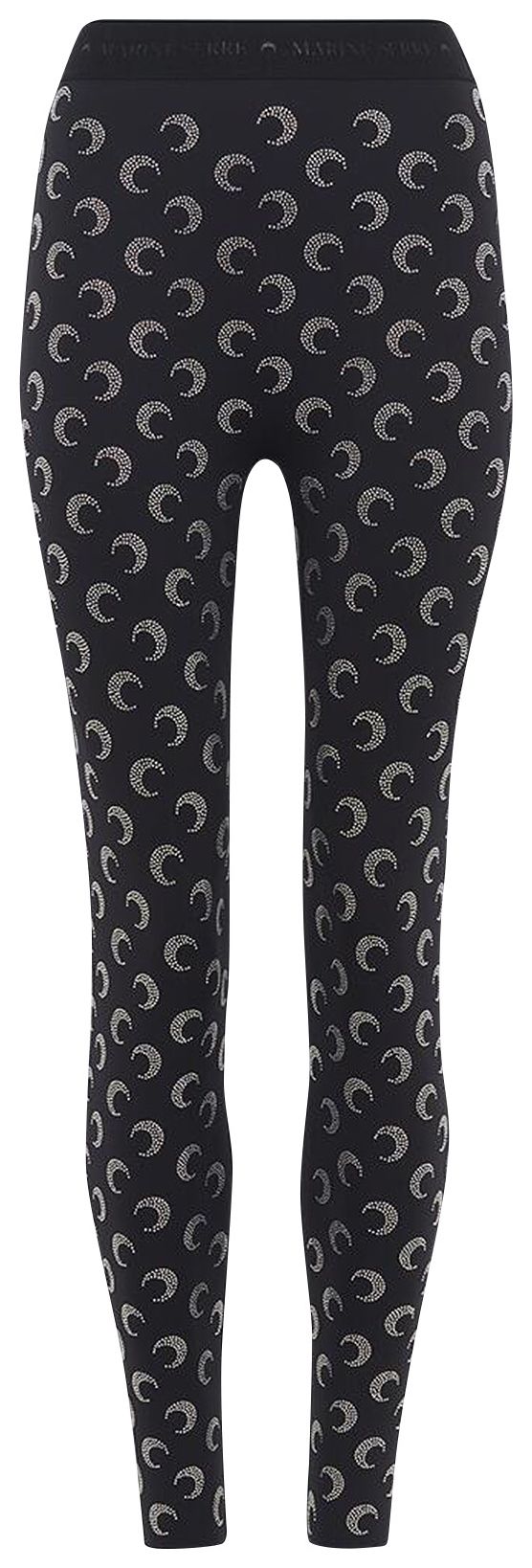 Marine Serre Recycled Moon Strass Jersey Stirrup Leggings Black