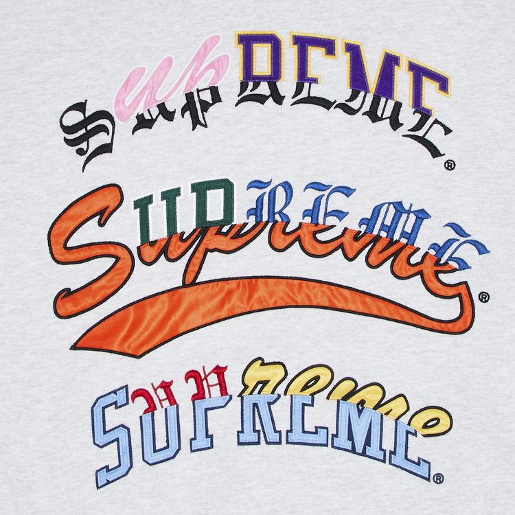 Supreme Multi Logos Hooded Sweatshirt Ash Grey