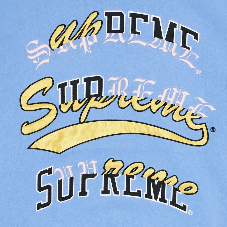 Supreme Multi Logos Hooded Sweatshirt Light Blue