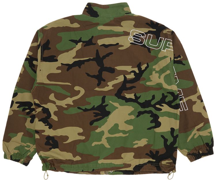 Supreme Spellout Embroidered Ripstop Track Jacket Woodland Camo