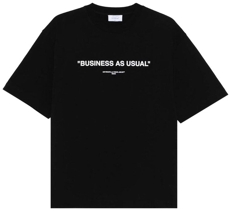 Off White Business Quote Skate Short Sleeve Tee BlackWhite
