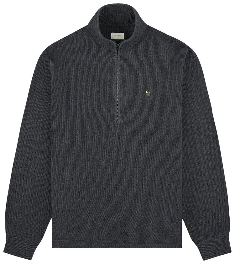 Aime Leon Dore Crest Pique Half Zip Pullover Charcoal Melange