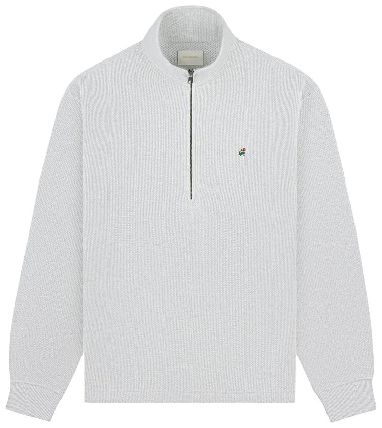 Aime Leon Dore Crest Pique Half Zip Pullover Oatmeal Melange