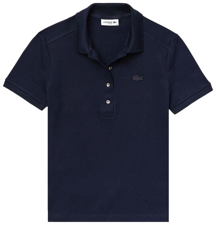 Lacoste L12D Slim Fit Stretch Mini Pique Polo Shirt Navy Blue