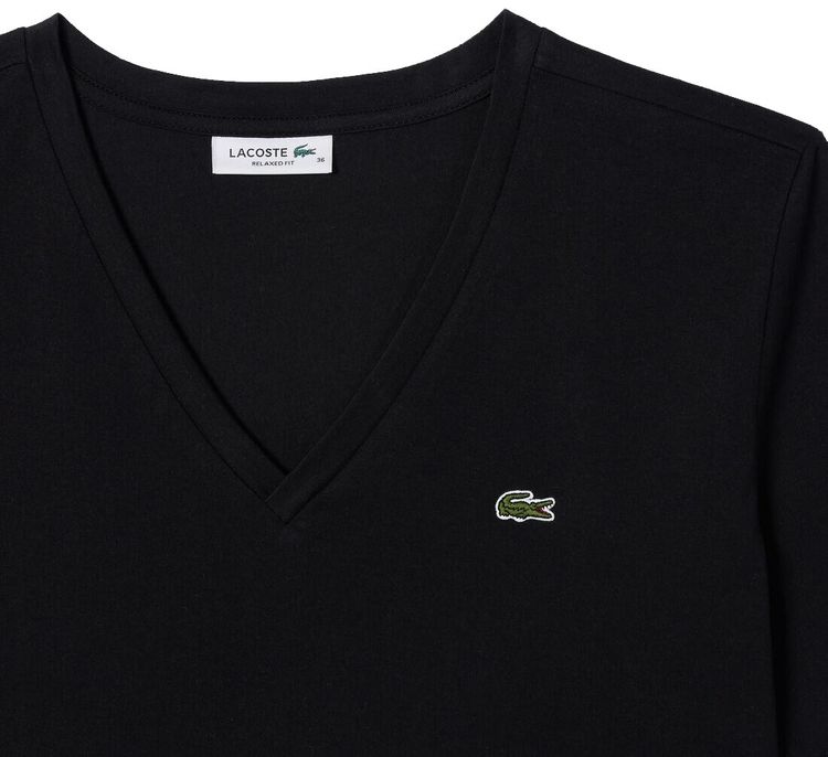 Lacoste Relaxed Fit Soft Cotton V Neck T Shirt Black