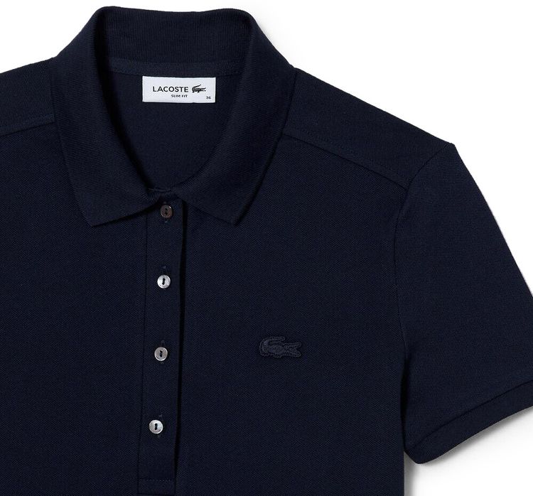Lacoste L12D Slim Fit Stretch Mini Pique Polo Shirt Navy Blue