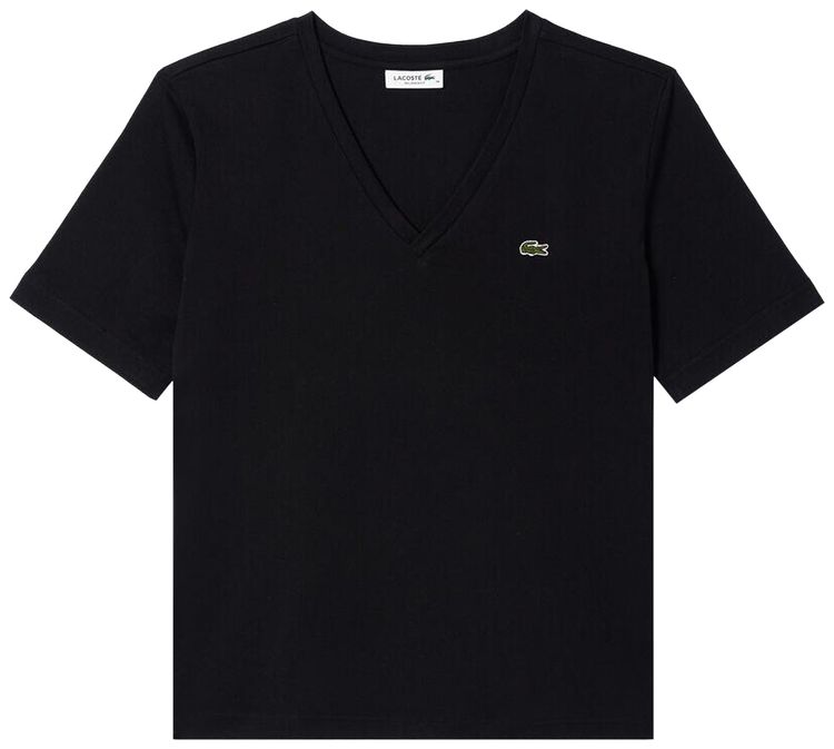 Lacoste Relaxed Fit Soft Cotton V Neck T Shirt Black