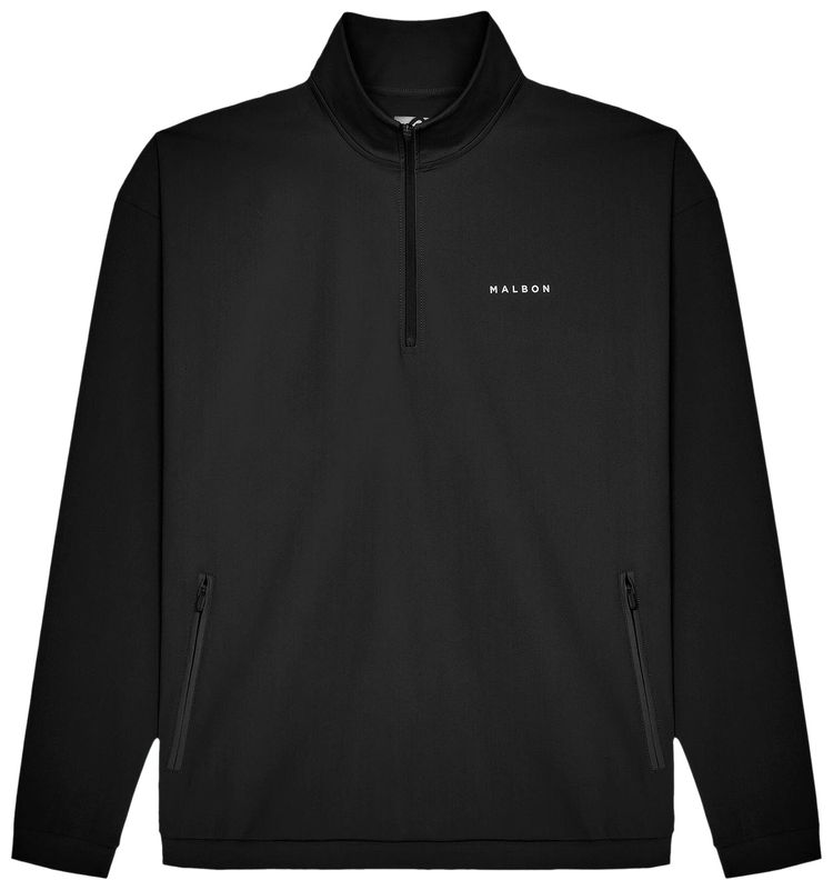 Malbon Performance Quarter Zip Shell Pullover Black