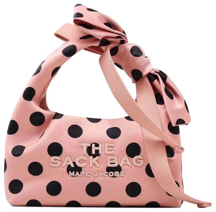 Marc Jacobs The Mini Satin Dots Bow Sack Bag Peach Multicolor