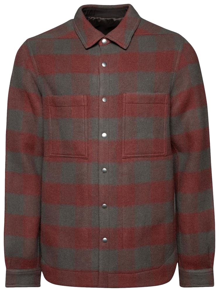Rick Owens Wool Jumbo Plaid Outershirt Rosewood Plaid