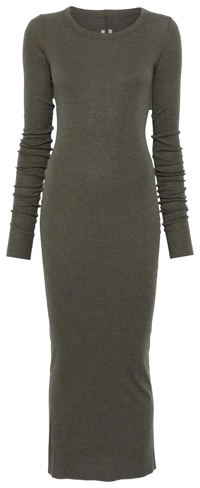 Rick Owens Abito Rib Long Sleeve Dress Bosco