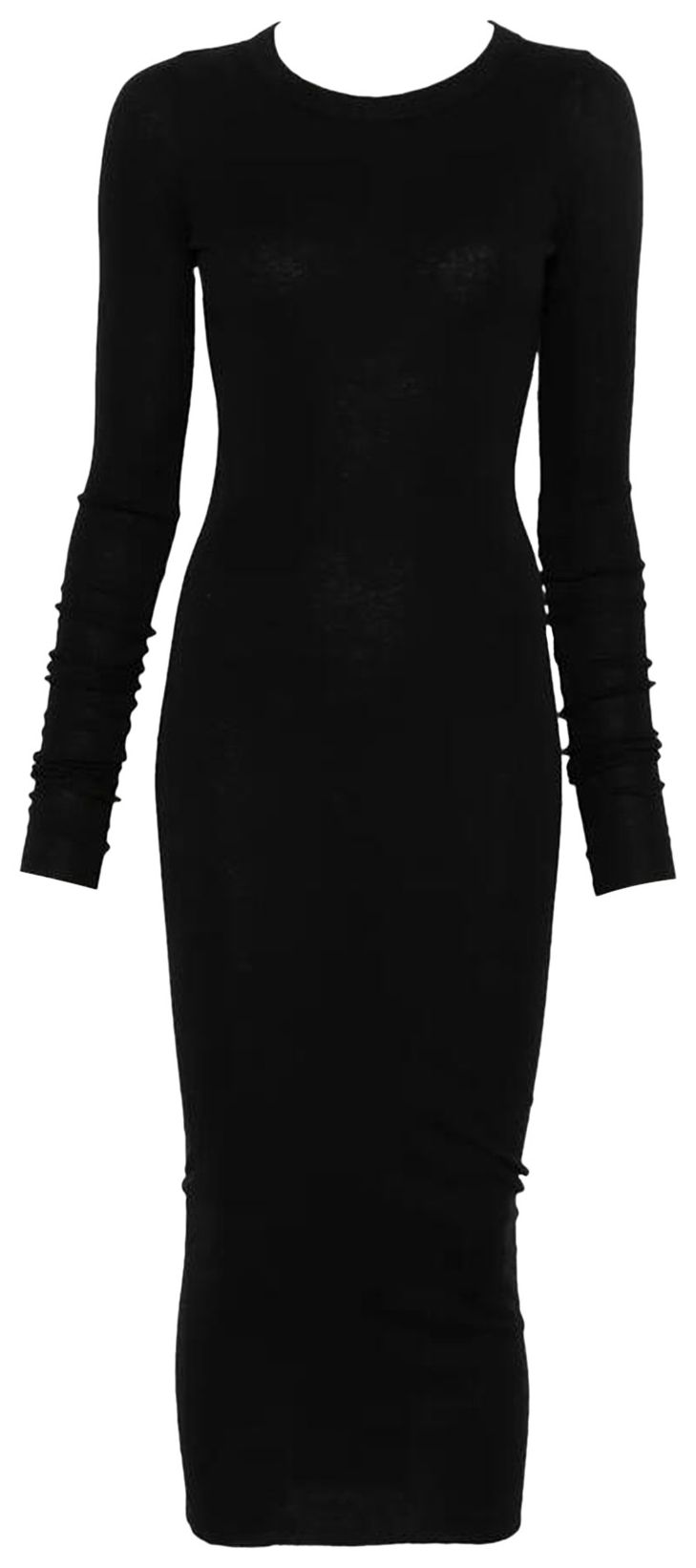 Rick Owens Abito Rib Long Sleeve Dress Black