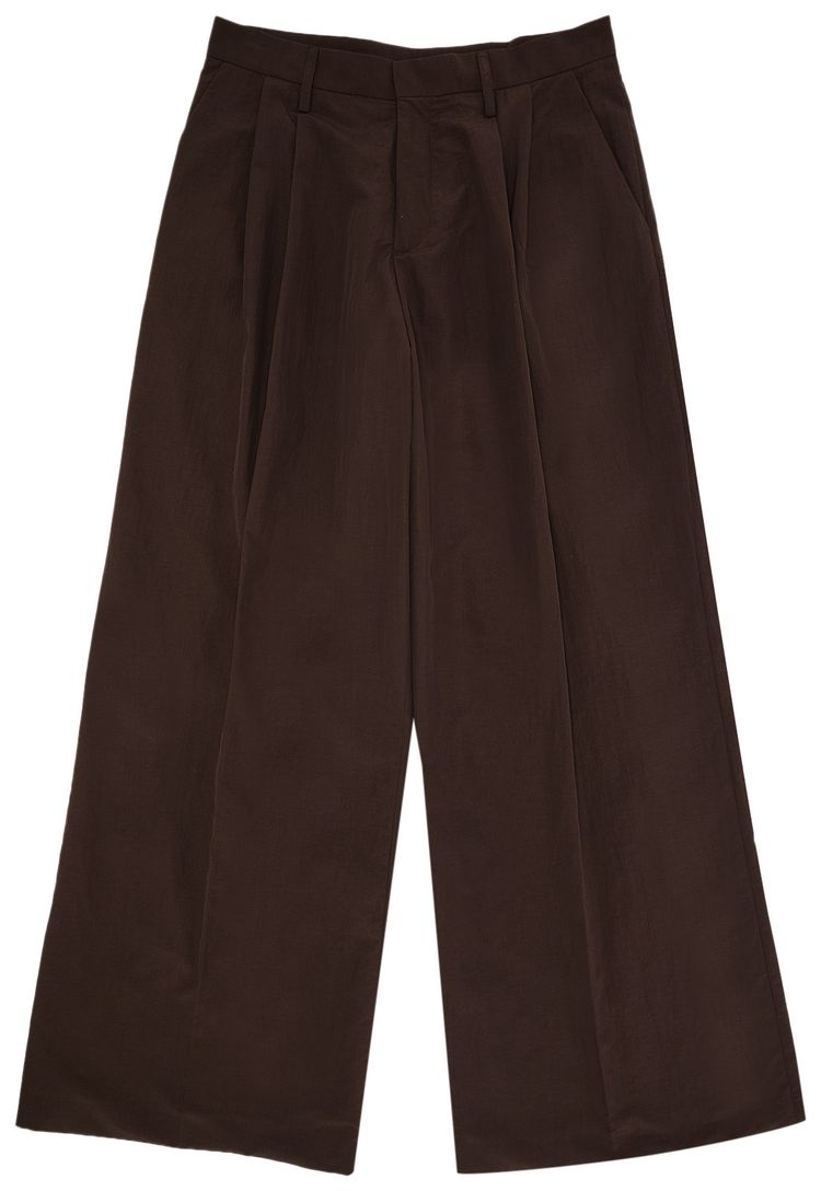 ERL Nylon Pleated Suit Trousers Brown