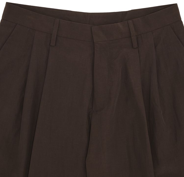 ERL Nylon Pleated Suit Trousers Brown