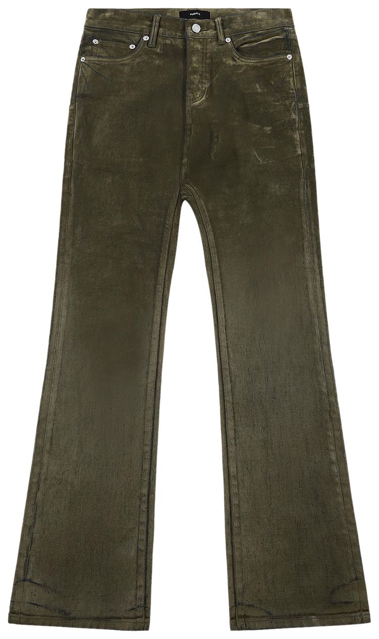 PURPLE BRAND Flock Dipped Flared Denim Green