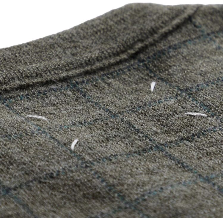 Maison Margiela Check Sleeveless V Neck Vest Military Green