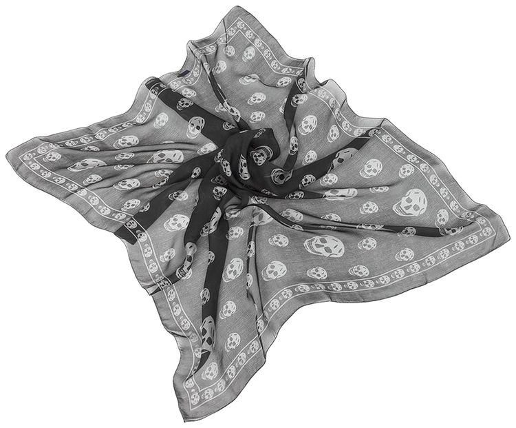 MCQ Skull Silk Scarf BlackIvory